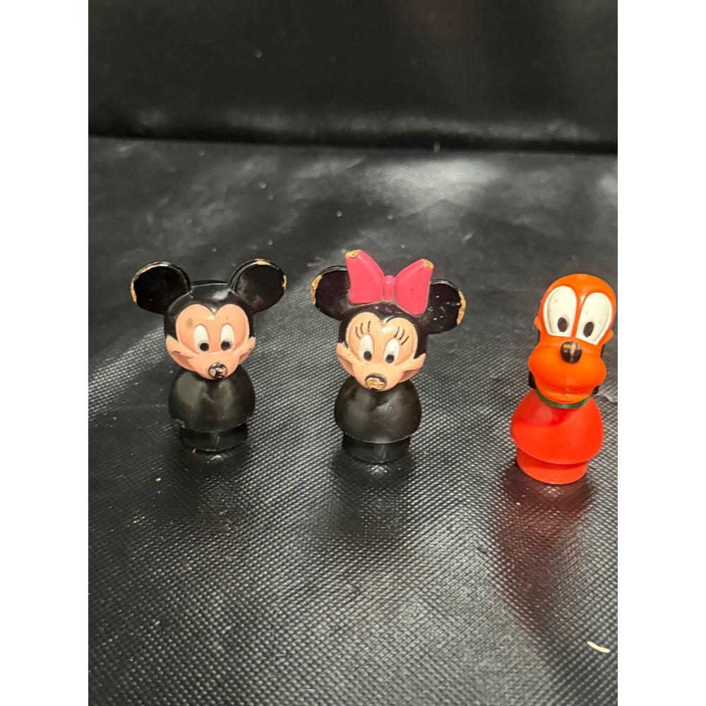 Vintage Disney Mickey Minnie Mouse Pluto Little People Toy Figures Set of 3